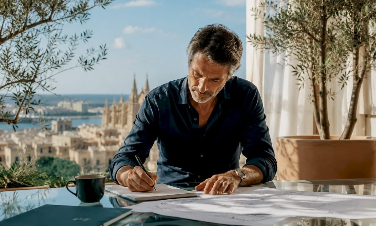 Man reviewing Mallorca planning permission papers