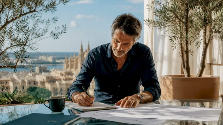 Man reviewing Mallorca planning permission papers