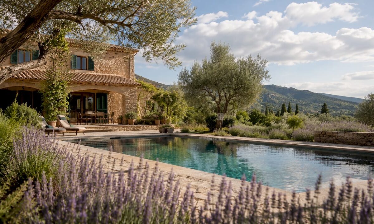 Finca with swimming pool and Mediterranean landscape