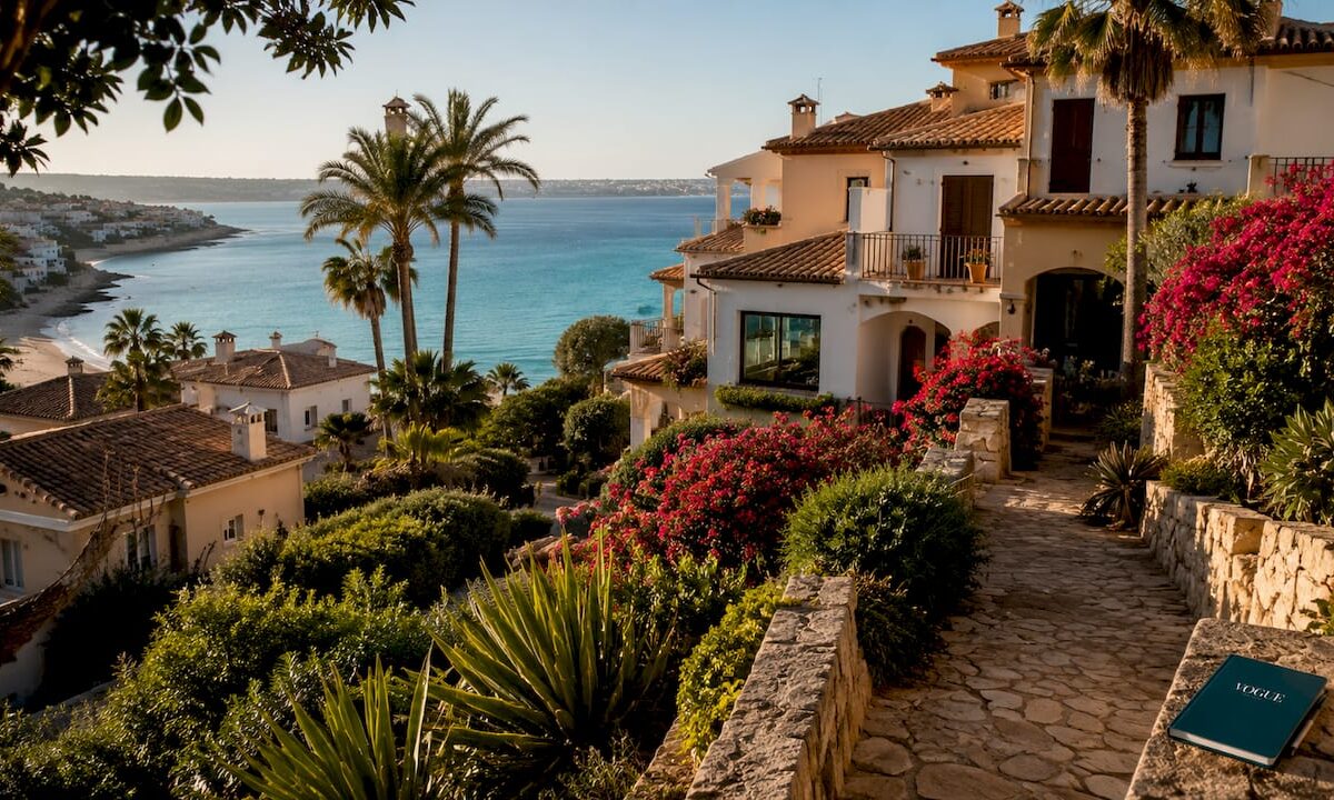 Mediterranean coastal homes and beach in Mallorca
