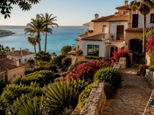 Mediterranean coastal homes and beach in Mallorca