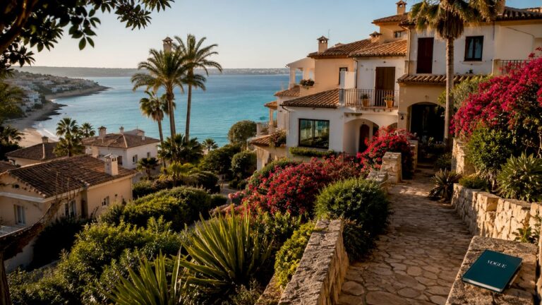 Mediterranean coastal homes and beach in Mallorca