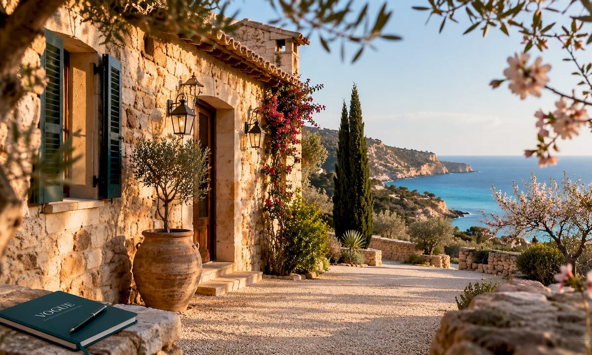 Traditional Mallorca coastal finca with olive trees