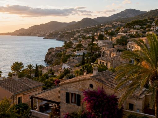 Mediterranean coastal homes in Mallorca morning
