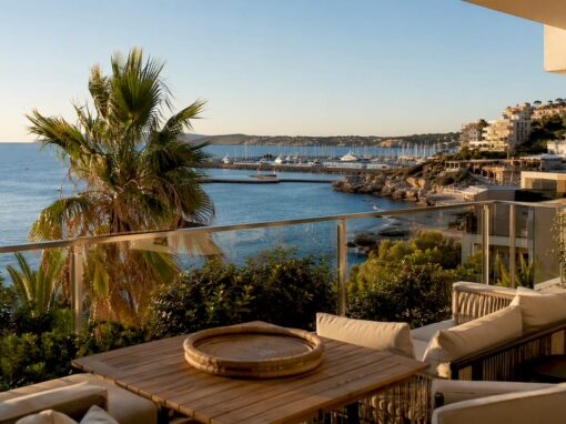 Balcony view of Portals Nous luxury apartment by the sea