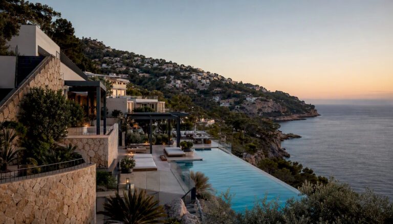 Luxury hillside villa overlooking Mediterranean sea