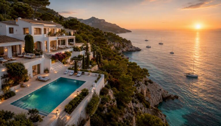 Luxury Mallorca villa coastal aerial view