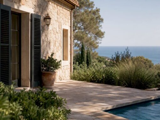 Luxury Mallorca villa exterior with sea view