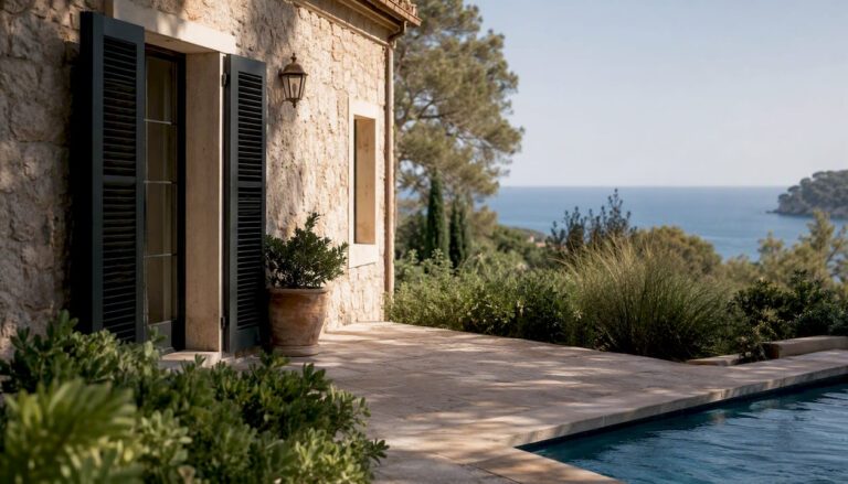 Luxury Mallorca villa exterior with sea view