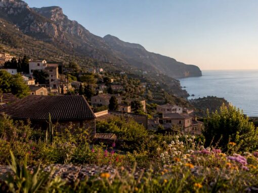 Deià village coastal homes and sea view