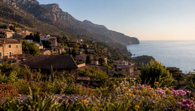 Deià village coastal homes and sea view