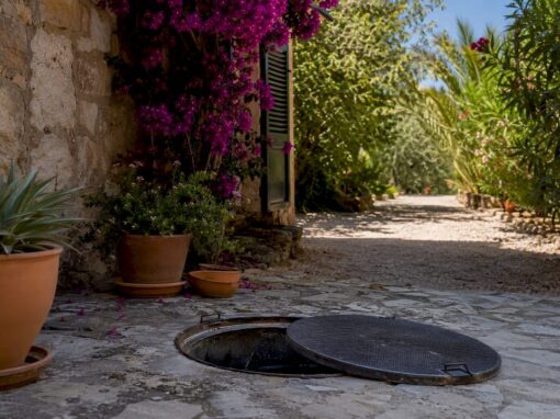Mallorca finca septic tank in garden