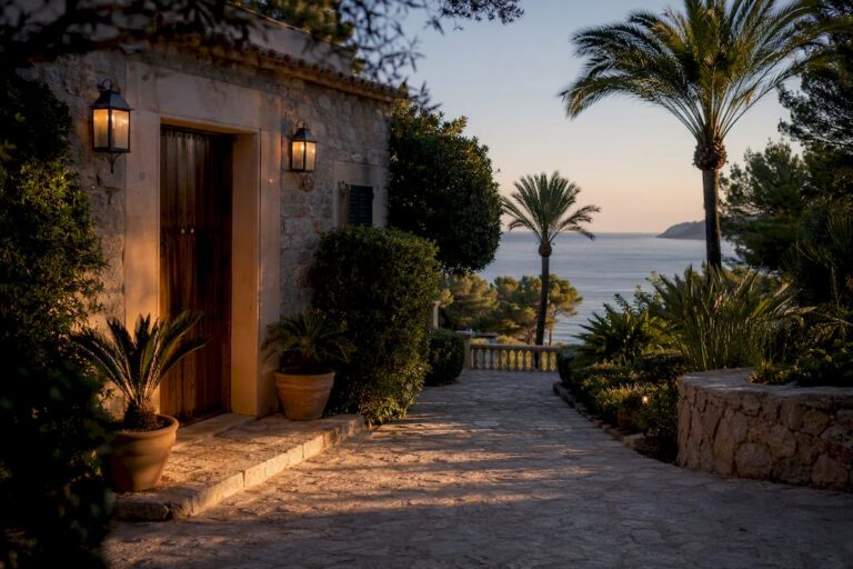 Mediterranean villa exterior near Mallorca coast