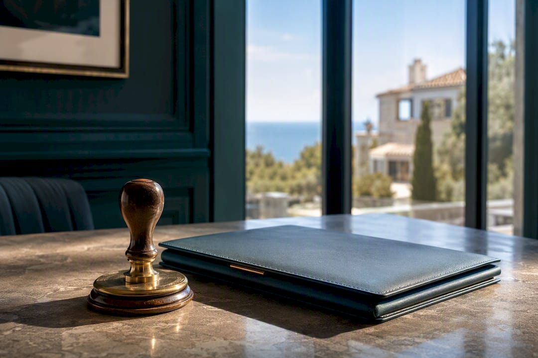 Notarial seal beside Mallorca property authorization