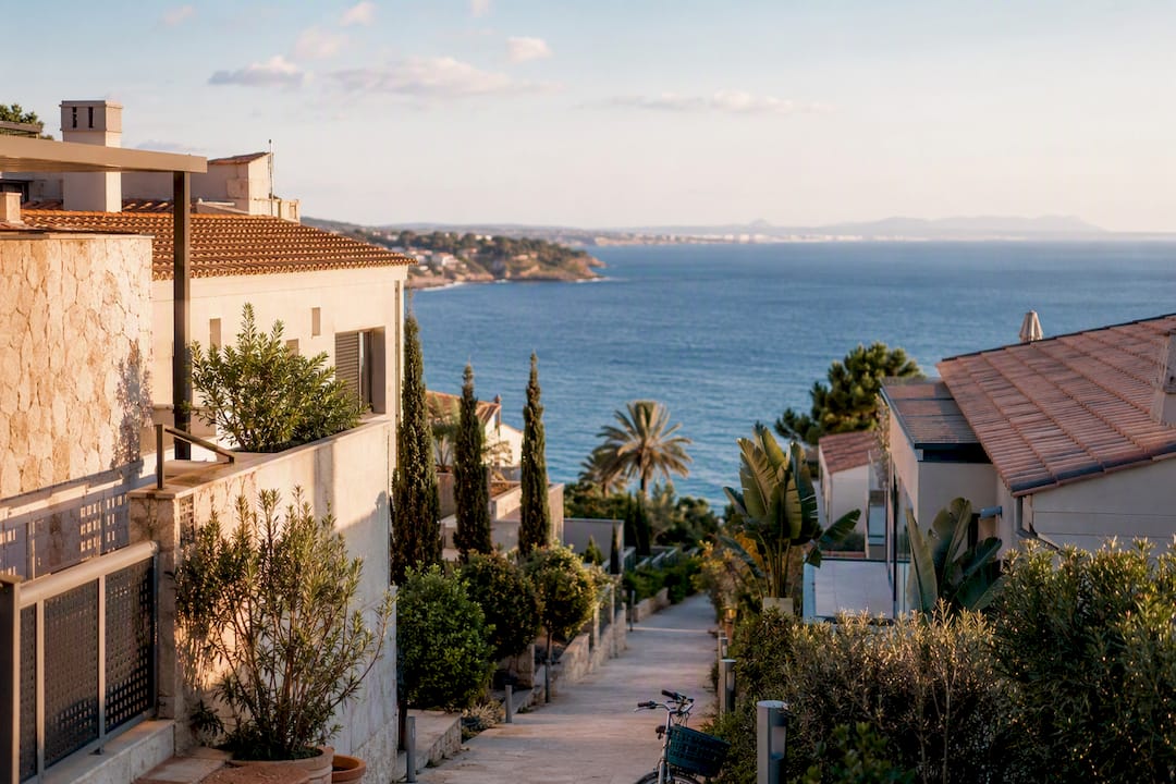 Mallorca residential area beside the Mediterranean