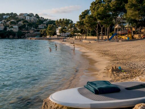 Santa Ponsa beach with paddleboard and play area