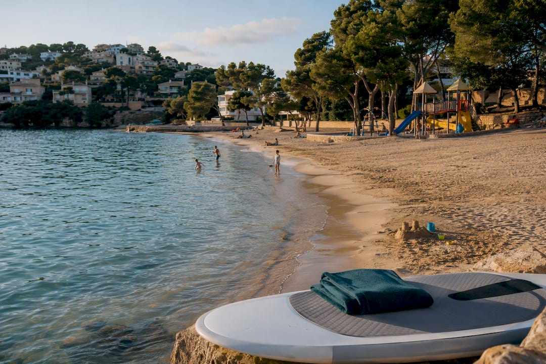 Santa Ponsa beach with paddleboard and play area